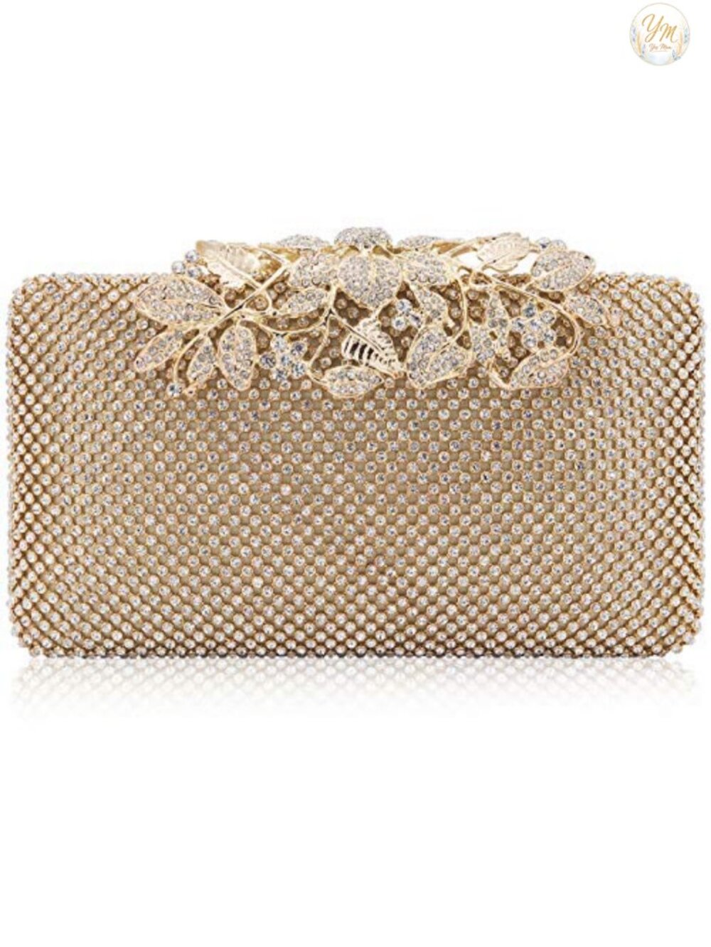 Rhinestone Crystal Clutch Evening Bag Flower Closure Wedding Party Purse